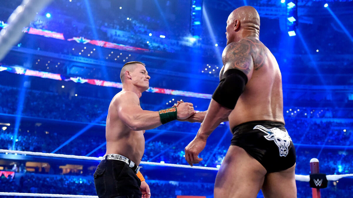 The pair share a friendly moment that was inconceivable during their WrestleMania 28 and 29 rivalries.