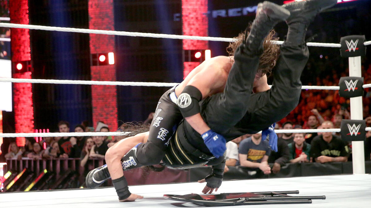 Styles connects with two Styles Clashes, including one on a steel chair.