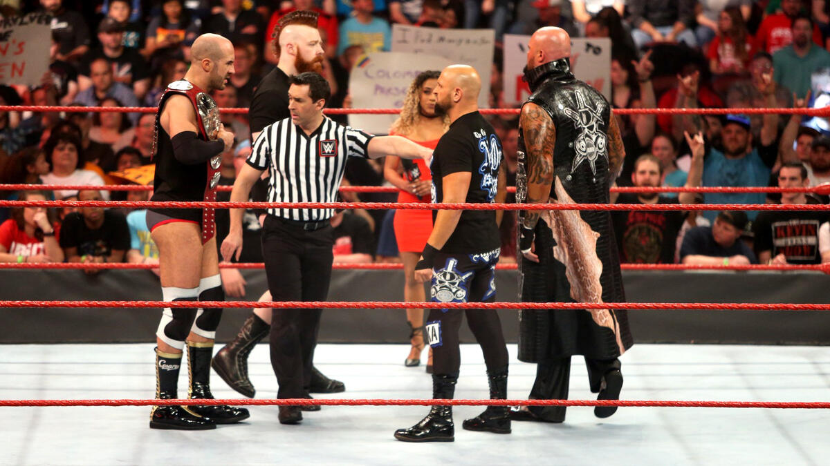 Cesaro & Sheamus prepare to defend their Raw Tag Team Championship against Luke Gallows & Karl Anderson.