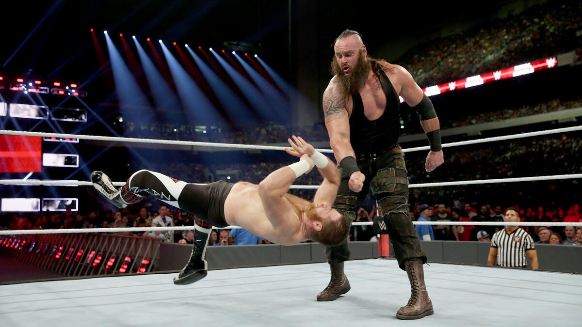 Strowman takes down Sami Zayn (No. 8).