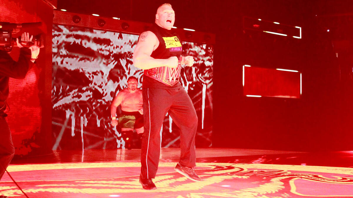 Brock Lesnar enters the arena...
