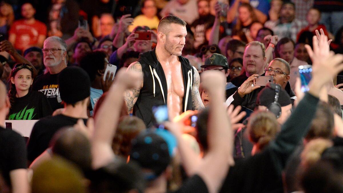 Randy Orton is all business as he sizes up Zayn.