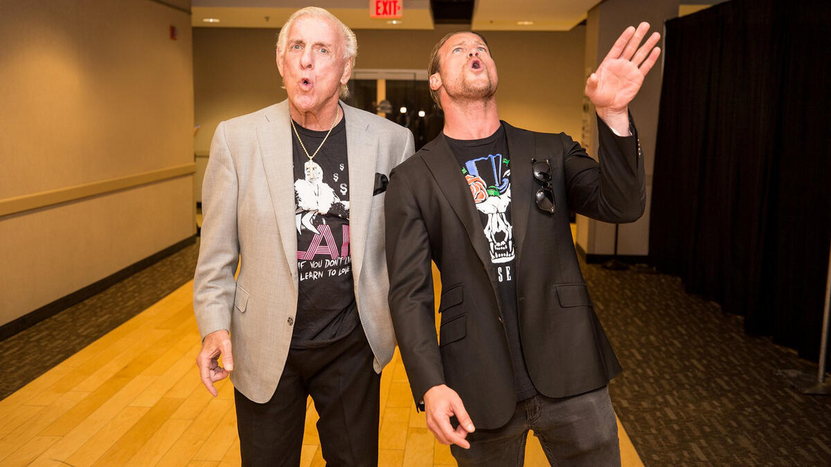 Dolph Ziggler and "The Nature Boy" share a backstage Woo!