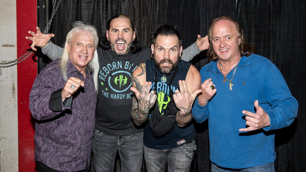 The Hardy Boyz and WWE Hall of Famers The Rock ‘n’ Roll Express.