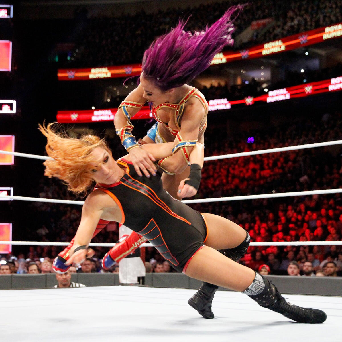 Sasha Banks and Becky Lynch are the first to enter the first-ever Women's Royal Rumble Match!
