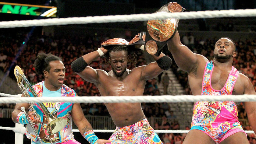 The New Day celebrate a hard-fought victory.