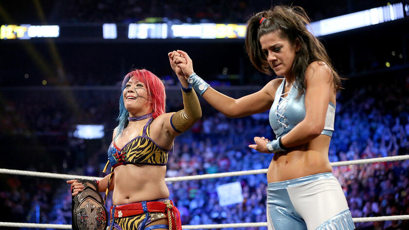 Asuka retains her title at NXT TakeOver, as Champion and challenger offer each other respect after the match.