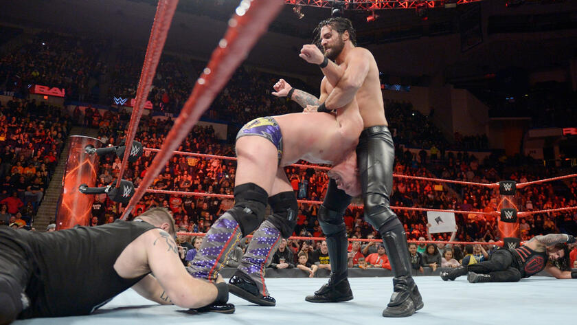 He sets up for the Pedigree on Jericho, but Owens saves his best bud.