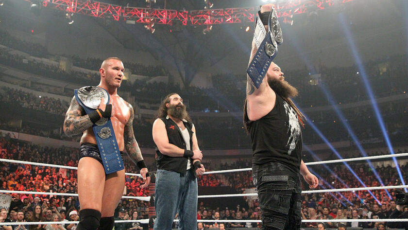 At the conclusion of the match, Wyatt's distraction of Rhyno allows Orton to hit The Man-Beast with an RKO outta nowhere.
