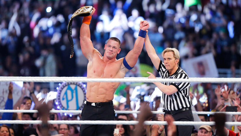 History is made. In front of more than 52,000 in the Alamodome, John Cena defeats AJ Styles, tying Ric Flair's record as a 16-time World Champion.