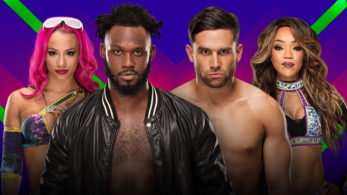 Image result for Mixed tag team match Rich Swann and Sasha Banks vs. Noam Dar and Alicia Fox
