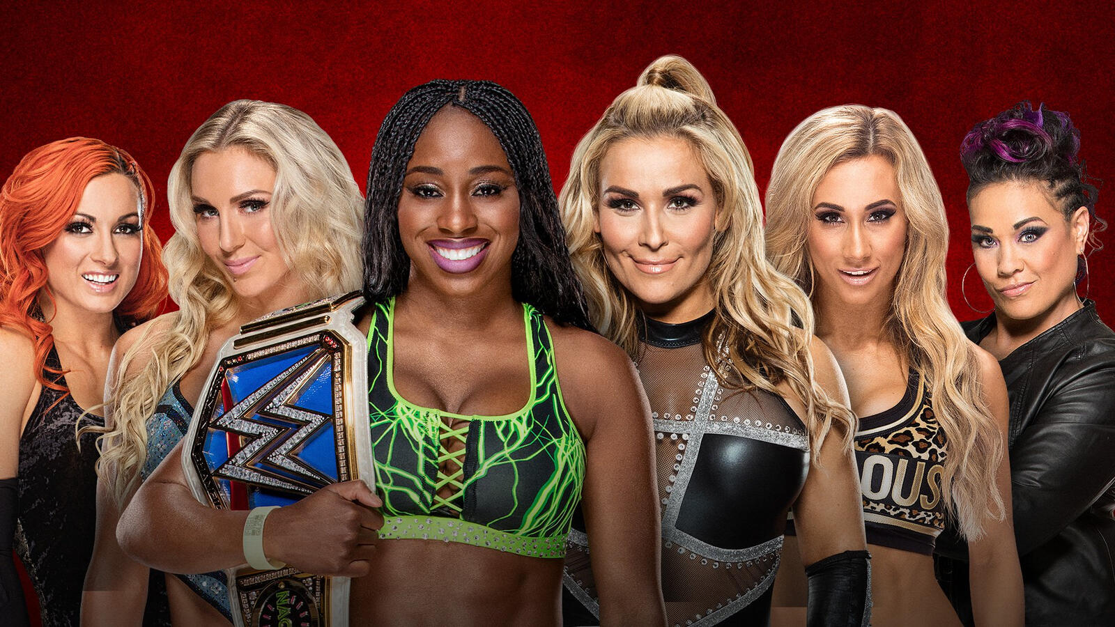 Image result for SmackDown Women’s Champion Naomi, Charlotte Flair & Becky Lynch vs. Natalya, Carmella & Tamina (Six-Man Tag Team Match)