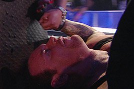 Undertaker suffers after his victory over Triple H at WrestleMania XXVII.