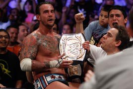 CM Punk flees the Allstate Arena with the WWE Title
