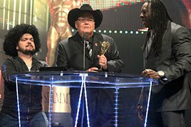 Jim Ross accepts the "Tell Me I Did NOT Just See That" Moment of the Year Slammy Award