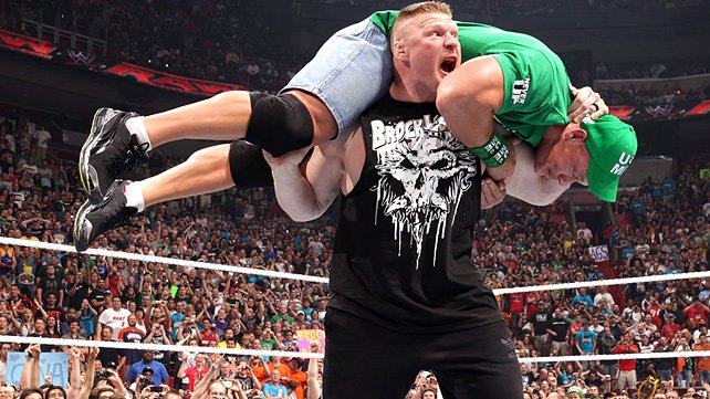Brock gives Cena an F-5 in his shocking return