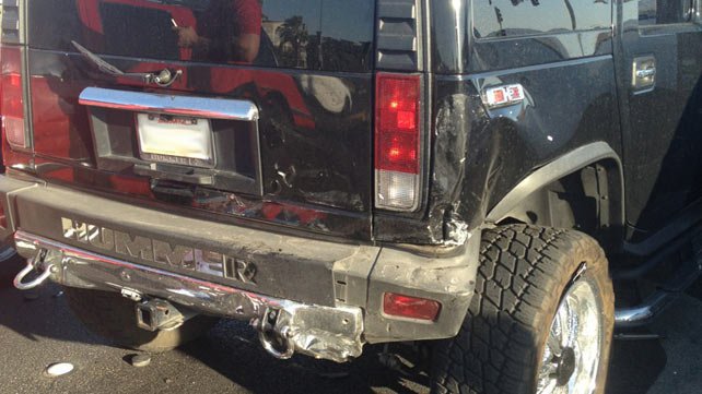 Rosa Mendes' car following an accident in Las Vegas
