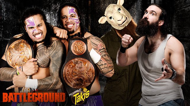 The Usos vs. The Wyatt Family in a 2-out-of-3 Falls Match at WWE Battleground