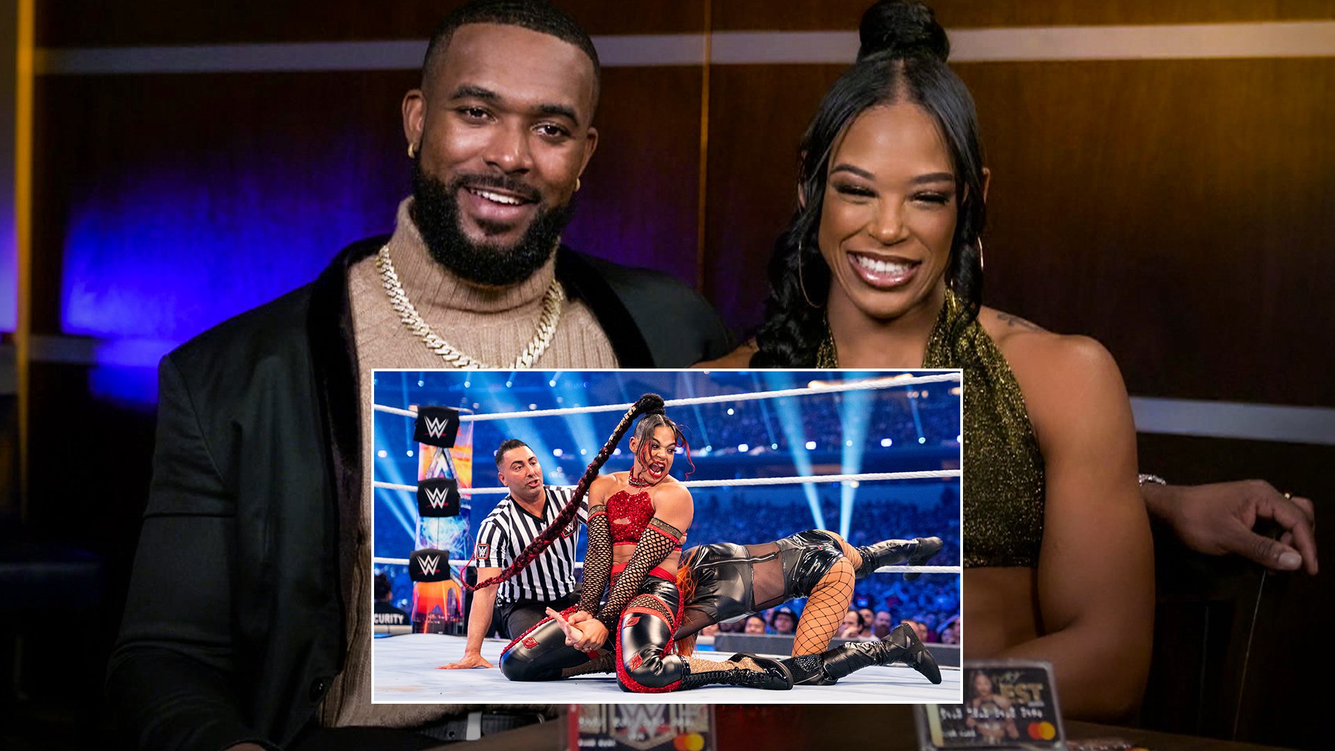 Bianca Belair and Montez Ford react to WrestleMania 38 Title Match: WWE  Playback