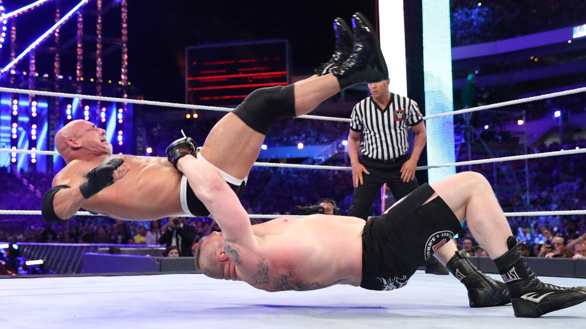 Goldberg Vs Brock Lesnar Universal Championship Match Photos Wwe