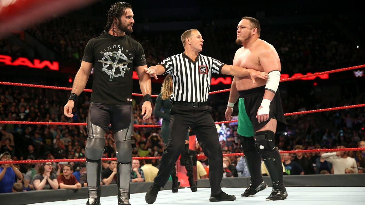 Roman Reigns Seth Rollins Vs Bray Wyatt Samoa Joe Photos Wwe