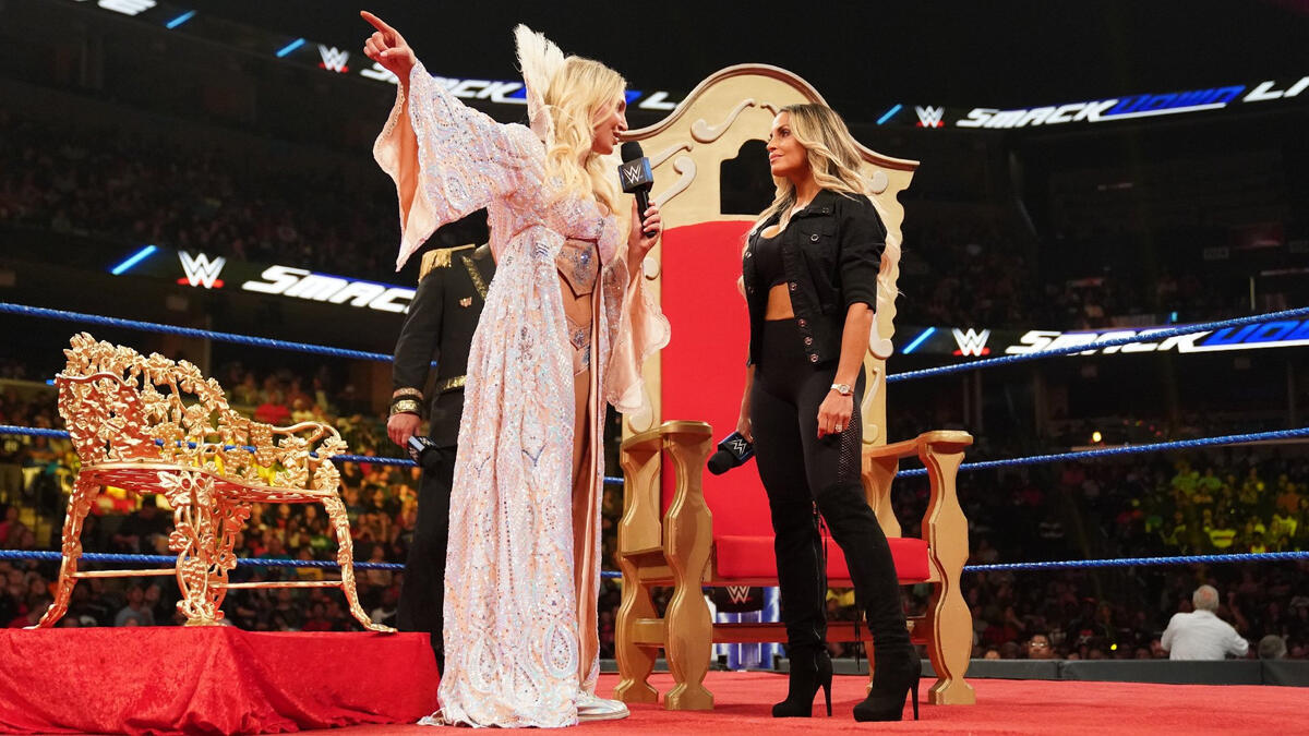 â€œGet the hell out of my ring, hop in your minivan and go back to changing diapers,â€ Charlotte tells Trish.