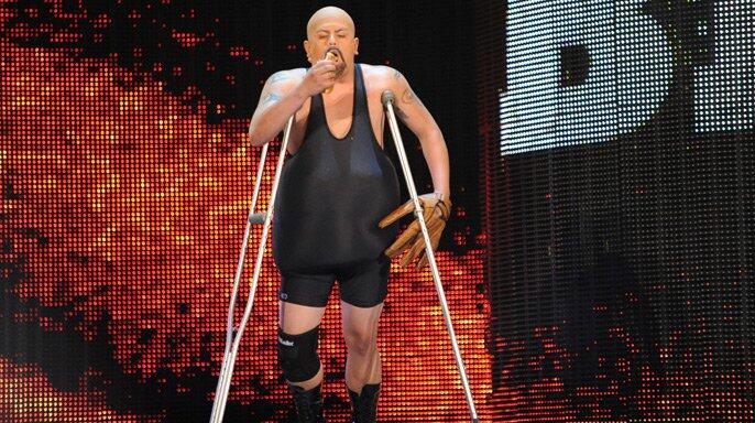 A hobbled "Big Show" makes his way to the ring.