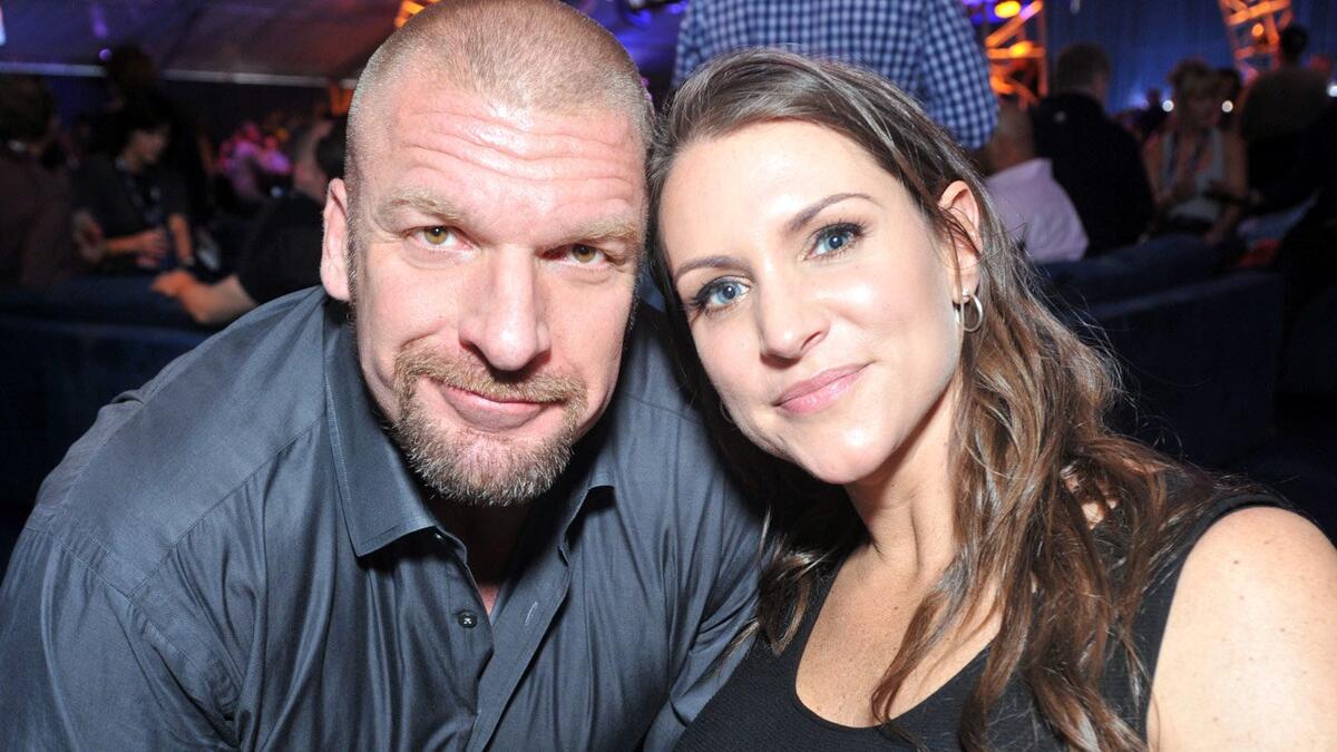 Triple H and Stephanie McMahon at Super Bowl XLIXWWE