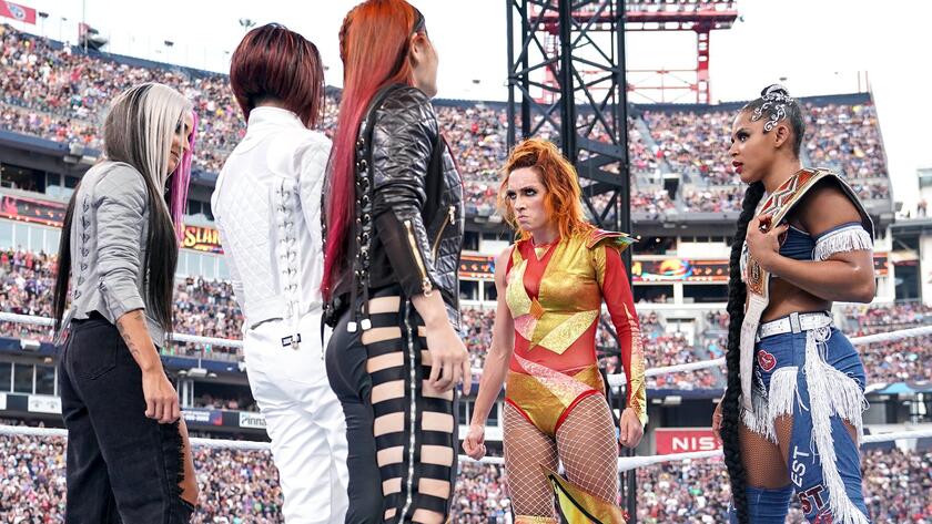 Bayley, IYO SKY and Dakota Kai step to Bianca Belair and Becky Lynch: SummerSlam 2022 (WWE Network Exclusive) | WWE