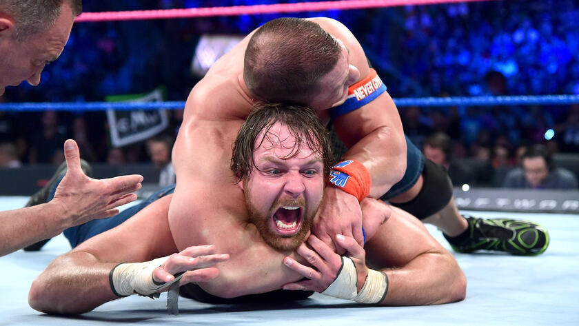 The look of determination on Ambrose's face says it all. Despite the pain, he refuses to tap out.