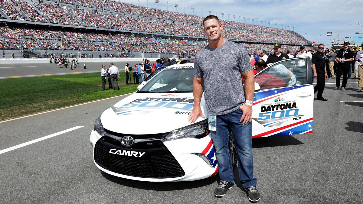 John Cena drives the pace car at the 2016 Daytona 500 WWE