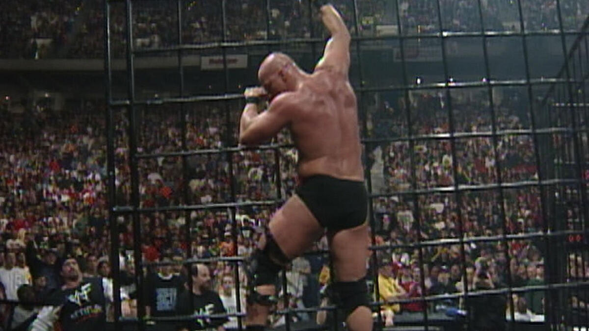 Big Show throws "Stone Cold" into the cage so hard, it br...