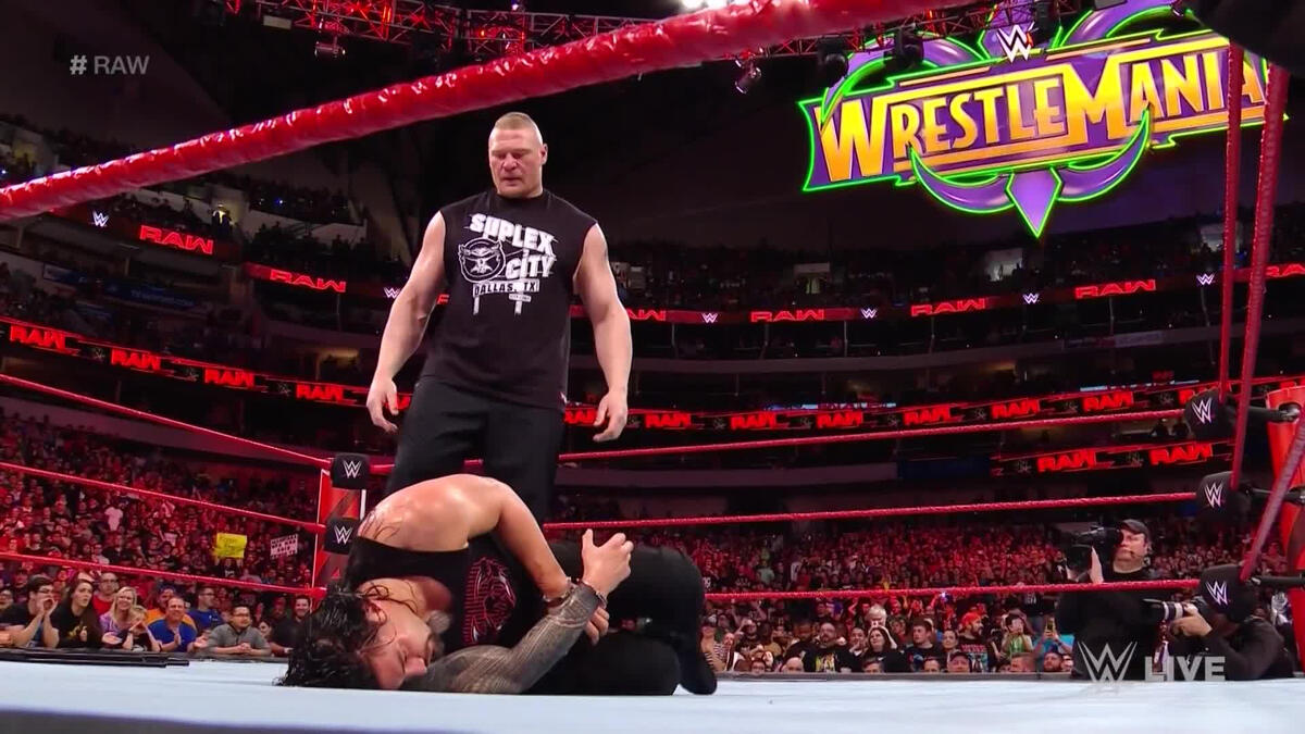 Brock Lesnar Brutalizes Roman Reigns On Raw Wal3ooha 22 March
