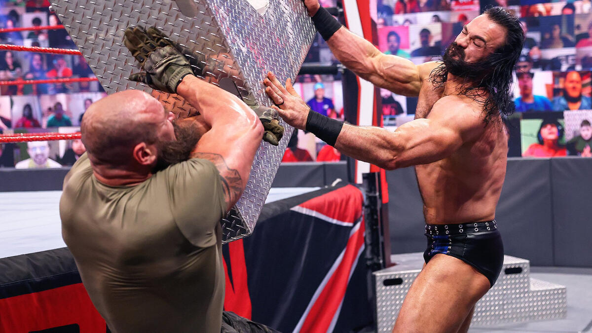 Drew McIntyre, Braun Strowman and Randy Orton clash in a Triple Threat Matc...