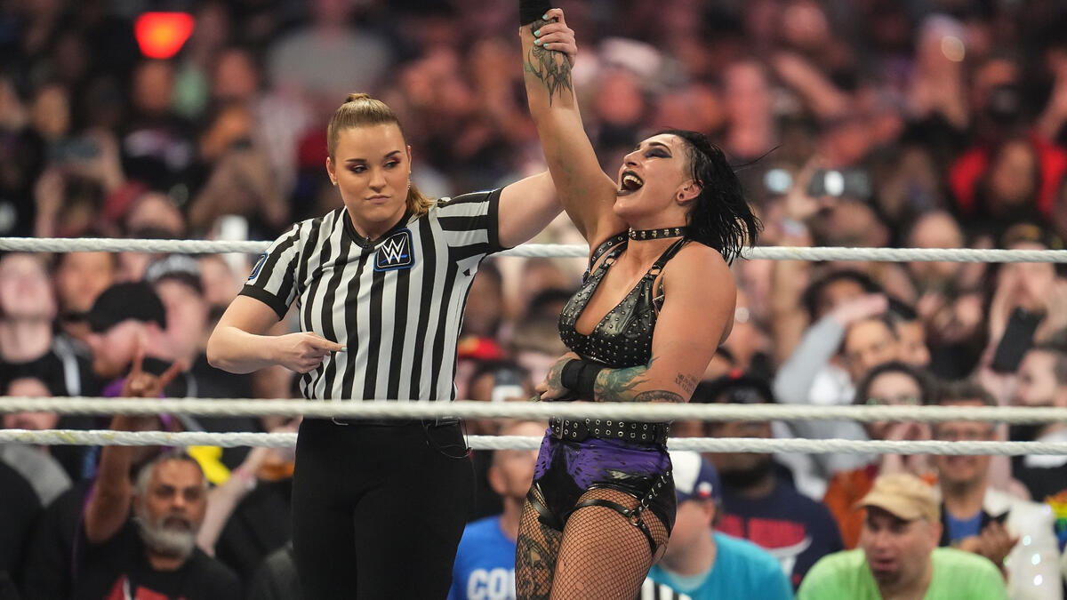 Rhea Ripley celebrates her Royal Rumble win WWE Royal Rumble 2023 highlights WWE