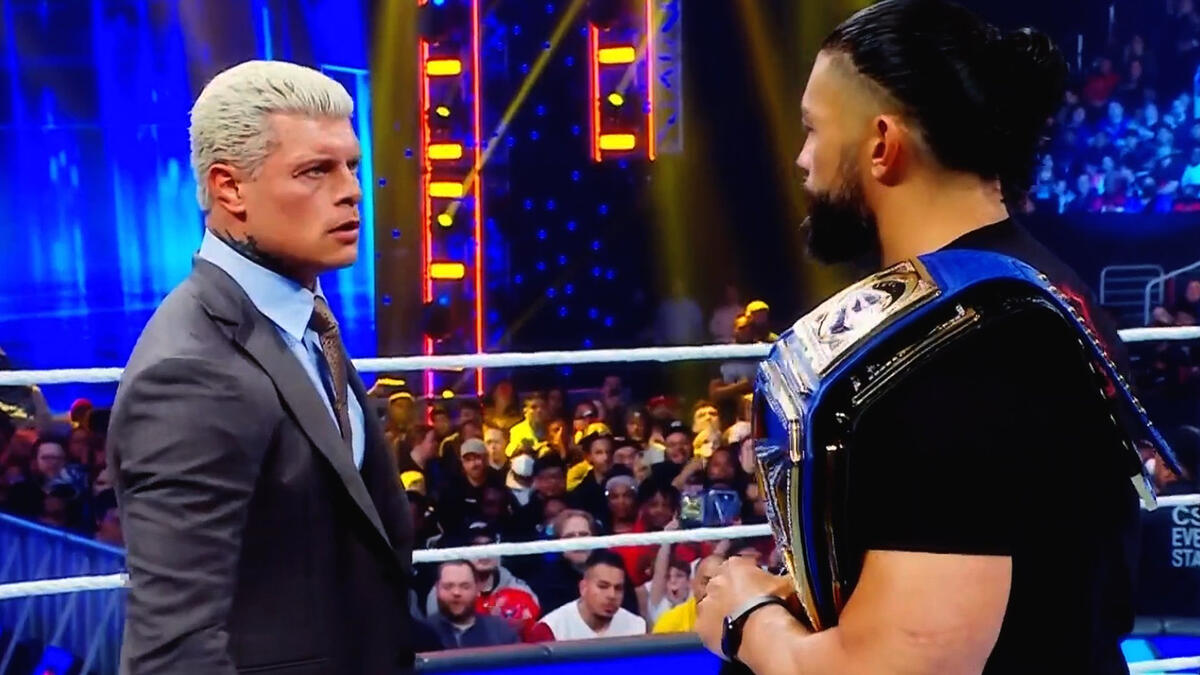 Relive Cody Rhodes’ face-to-face with Roman Reigns: Raw, March 6, 2023 ...