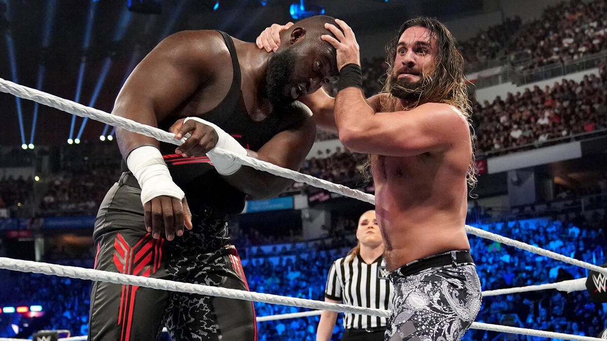 Seth "Freakin" Rollins vs. Omos WWE Backlash 2023 highlights WWE