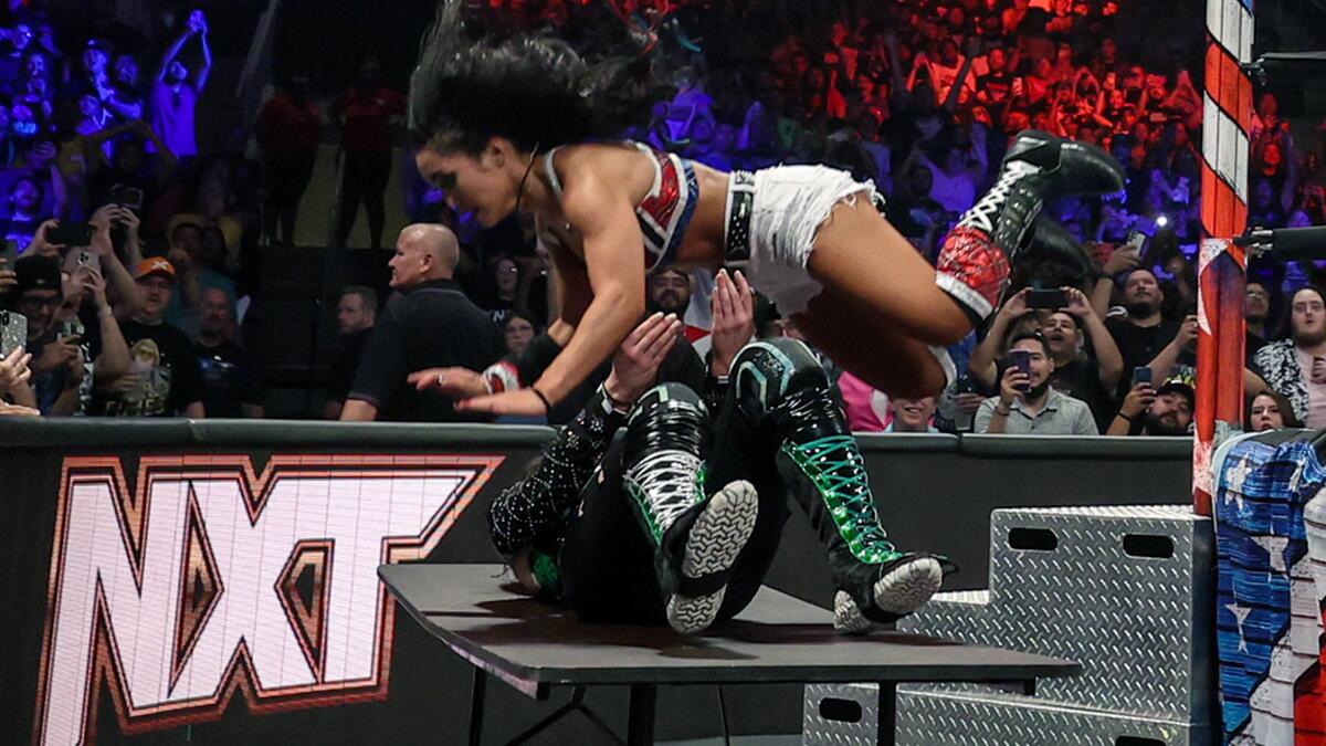 Roxanne Perez smashes Blair Davenport through a table: NXT Great American Bash 2023 highlights | WWE