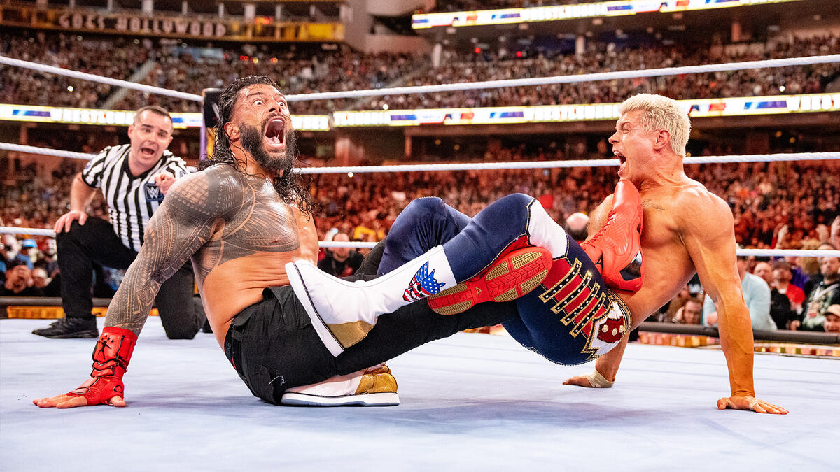 "Roman Reigns vs. Cody Rhodes — Undisputed WWE Universal Championship  Match: WrestleMania 39 Sunday (Full Ma..."