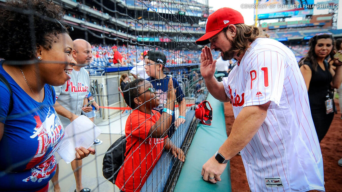 AJ Styles throws out the first pitch at the Philadelphia Phillies game:  photos