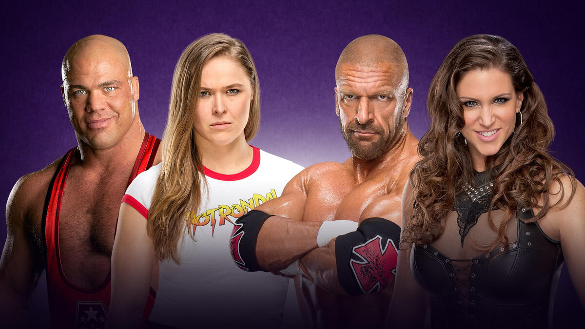 Kurt Angle Ronda Rousey vs iTriple Hi Stephanie McMahon 