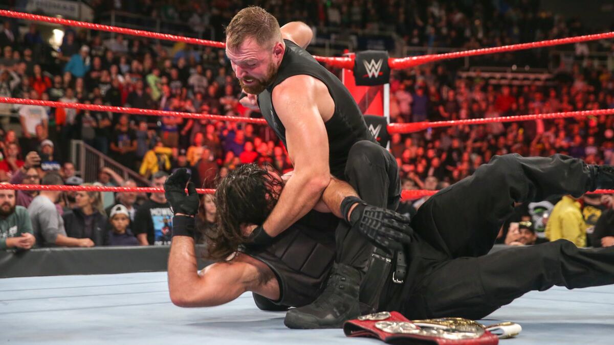 Dean Ambrose & Seth Rollins def. Dolph Ziggler & Drew McIntyre to win the Raw Tag Team Championships; Ambrose attacked Rollins after the match | WWE