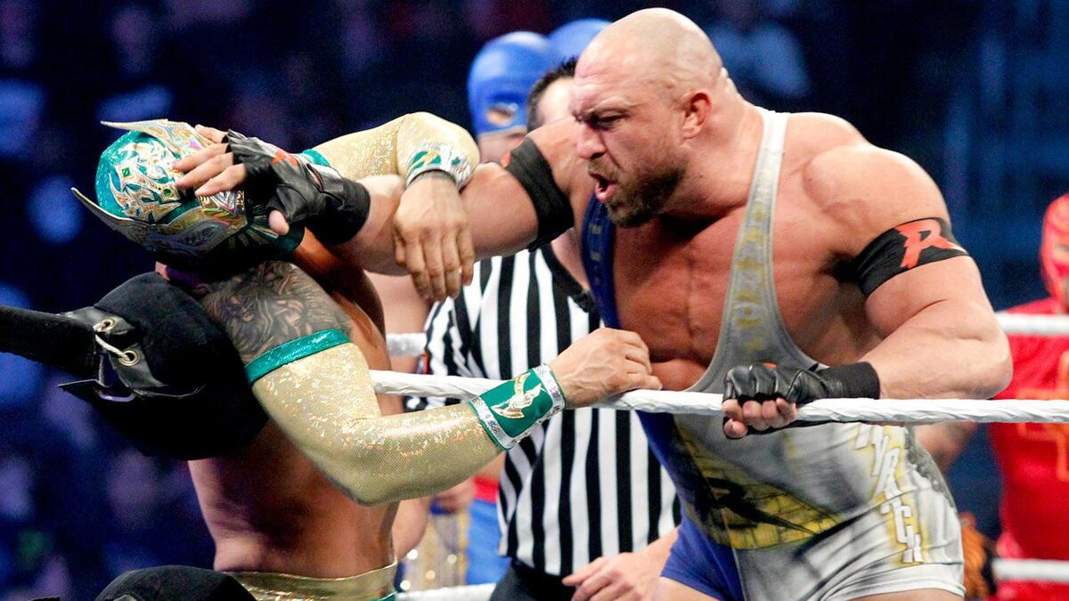 Rey Mysterio, Sin Cara and Los Matadores vs. Curtis Axel, Ryback and ...