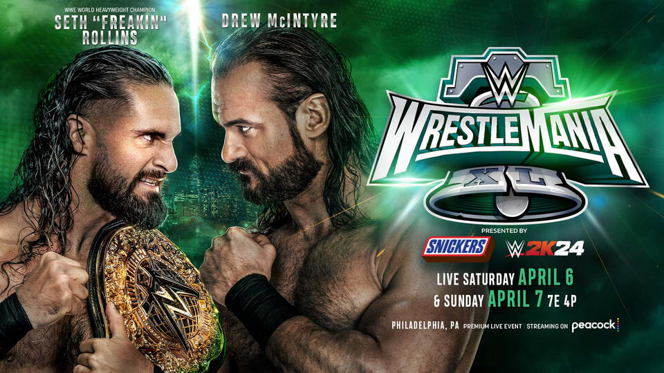 Seth Rollins vs Drew McIntyre en WrestleMania 40 XL