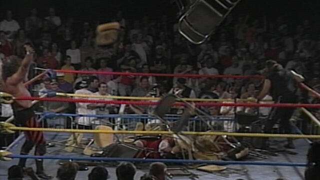 The Ecw Fans Throw Chairs Into The Ring Hardcore Heaven 1994 Wwe