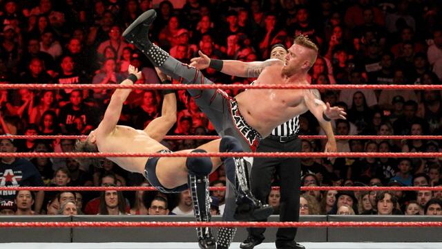 Ambrose & Slater & Rhyno vs. Miz & Axel & Bo