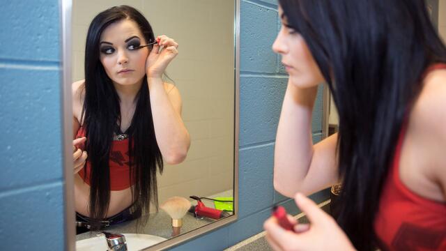 WWE Paige photos backstage locker room