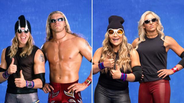 Natalya and Charlotte as Edge and Christian
