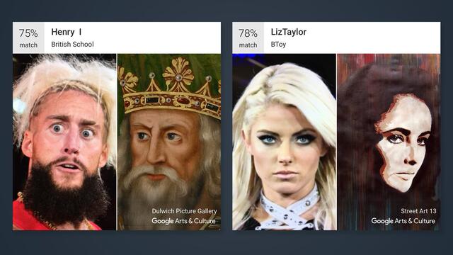WWE Superstar photos ran through Google's Arts & Culture App