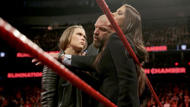 Rousey & Angle & Triple H & Stephanie